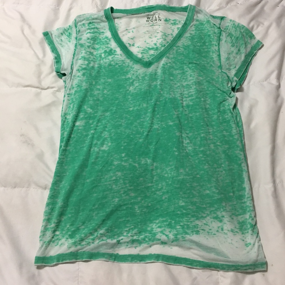 Green Faded V-neck Shirt